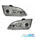 FAROS FORD FOCUS 04-08 LUZ DIURNA REAL FONDO CROMO