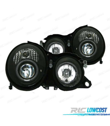 FAROS MERCEDES CLASE CLK W208 98-02 OJOS ANGEL FONDO NEGRO
