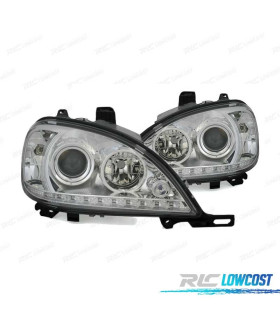 FAROS PARA MERCEDES CLASE ML W163 98-01 LUZ DIURNA FONDO CROMO