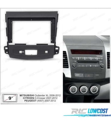 MARCO GRIS OSCURO RADIO 2-DIN 9" PARA CITROEN C-CROSSER MITSUBISHI OUTLANDER XL PEUGEOT 4007
