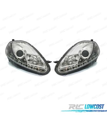 FAROS FIAT GRANDE PUNTO 05-08 LUZ DIURNA REAL FONDO CROMO
