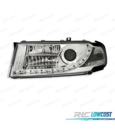 FAROS PARA SKODA OCTAVIA 01-04 LUZ DIURNA LED FONDO CROMO