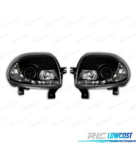 FAROS PARA RENAULT CLIO 98-01 LUZ DIURNA LED FONDO NEGRO