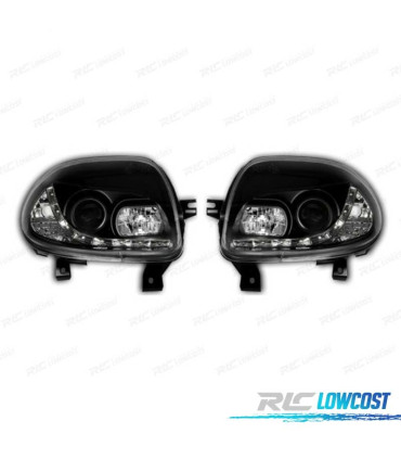 FAROS PARA RENAULT CLIO 98-01 LUZ DIURNA LED FONDO NEGRO