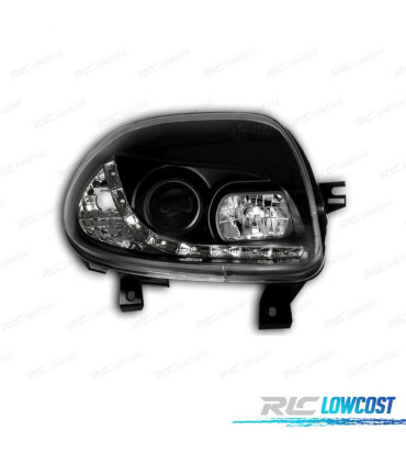 FAROS PARA RENAULT CLIO 98-01 LUZ DIURNA LED FONDO NEGRO