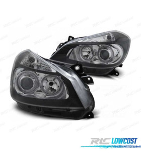 FAROS RENAULT CLIO 05-09 OJOS ANGEL FONDO NEGRO CROMO