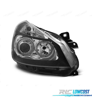 FAROS RENAULT CLIO 05-09 OJOS ANGEL FONDO NEGRO CROMO