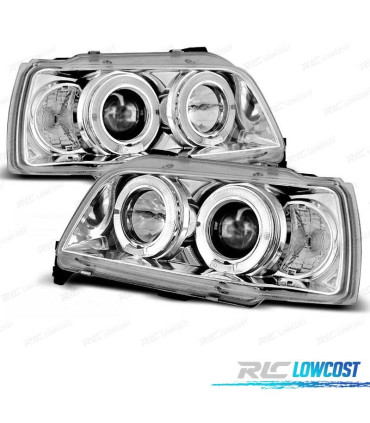 FAROS RENAULT CLIO 90-95 OJOS ANGEL FONDO CROMO