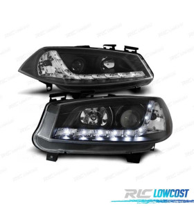 FAROS RENAULT MEGANE 02-05 LUZ DIURNA LED FONDO NEGRO