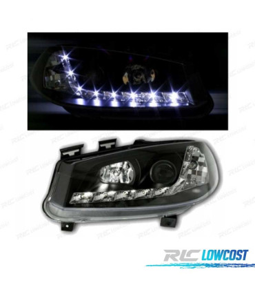 FAROS RENAULT MEGANE 02-05 LUZ DIURNA LED FONDO NEGRO
