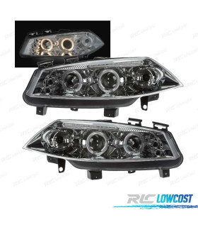 FAROS RENAULT MEGANE 02-05 OJOS ANGEL LED FONDO CROMO