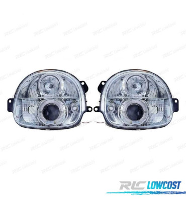 FAROS RENAULT TWINGO 93-07 OJOS ANGEL FONDO CROMO