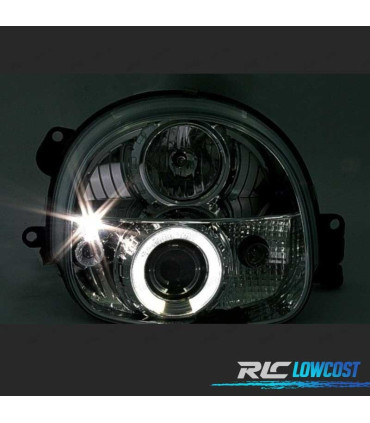 FAROS RENAULT TWINGO 93-07 OJOS ANGEL FONDO CROMO