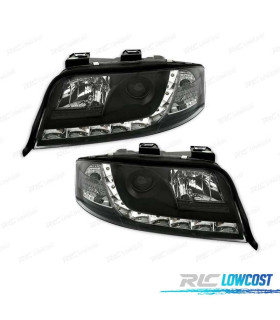 FAROS AUDI A6 4B 01-04 LUZ DIURNA LED FONDO NEGRO