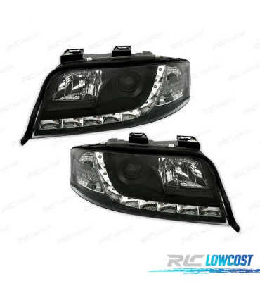 FAROS AUDI A6 4B 01-04 LUZ DIURNA LED FONDO NEGRO