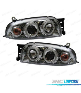 FAROS FORD FIESTA 95-99 OJOS ANGEL FONDO CROMO