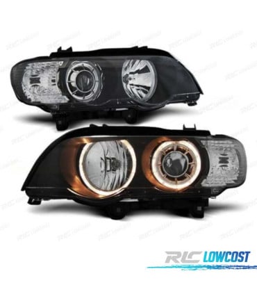 FAROS XENON BMW X5 E53 99-03 OJOS ANGEL FONDO NEGRO