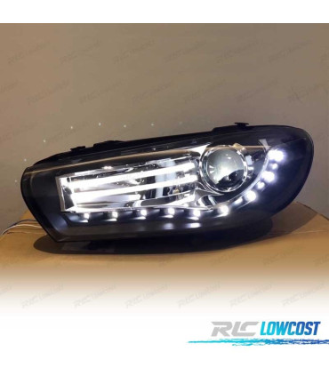 FAROS PARA VOLKSWAGEN VW SCIROCCO 08-14 LUZ DIURNA CROMO NEGRO