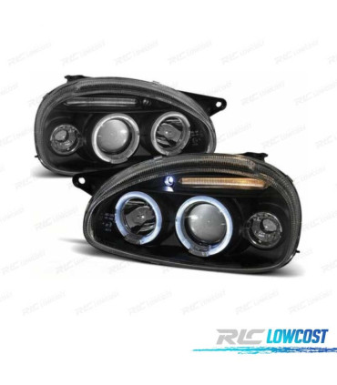 FAROS OPEL CORSA B 93-00 OJOS ANGEL FONDO NEGRO