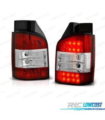 PILOTOS PARA VOLKSWAGEN VW TRANSPORTER T5 1P 03-09 LED ROJO CROMO