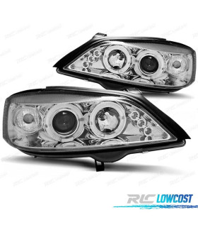 FAROS OPEL ASTRA G 97-04 OJOS ANGEL FONDO CROMO