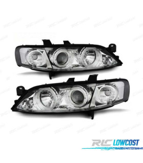 FAROS OPEL VECTRA B 99-02 OJOS ANGEL FONDO CROMO