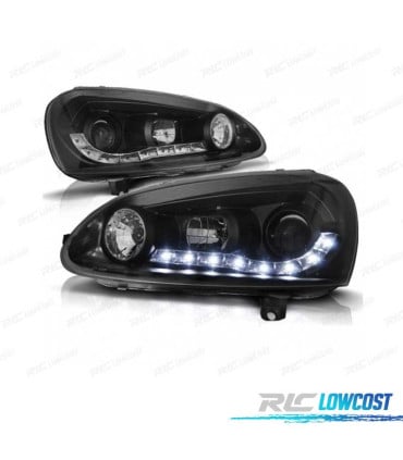 FAROS VOLKSWAGEN VW GOLF MK5 03-08 FONDO NEGRO LUZ DIURNA LED