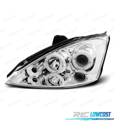 FAROS FORD FOCUS 98-01 OJOS ANGEL CCFL FONDO CROMO