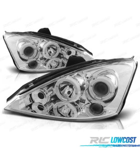 FAROS FORD FOCUS 98-01 OJOS ANGEL CCFL FONDO CROMO