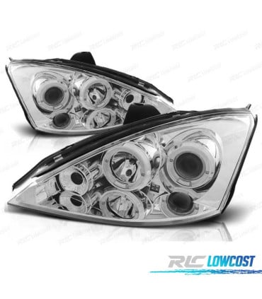FAROS FORD FOCUS 98-01 OJOS ANGEL CCFL FONDO CROMO