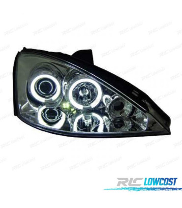 FAROS FORD FOCUS 98-01 OJOS ANGEL CCFL FONDO CROMO