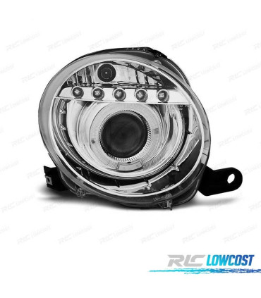 FAROS FIAT 500 07-15 LUZ DIURNA OJOS ANGEL FONDO CROMO