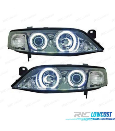 FAROS OPEL VECTRA B 96-98 OJOS ANGEL CCFL FONDO CROMO