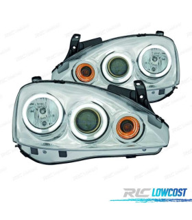 FAROS OPEL CORSA C 00-06 OJOS ANGEL CCFL FONDO CROMO