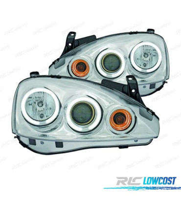 FAROS OPEL CORSA C 00-06 OJOS ANGEL CCFL FONDO CROMO
