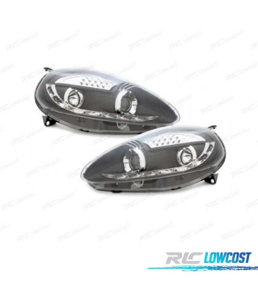 FAROS FIAT GRANDE PUNTO 05-08 LUZ DIURNA FONDO NEGRO CROMO