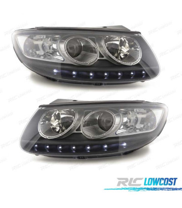 FAROS HYUNDAI SANTA FE 06-11 OJOS ANGEL LUZ DIURNA FONDO NEGRO