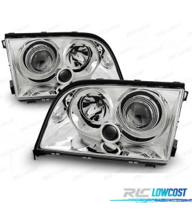 FAROS MERCEDES CLASE S W140 91-98 LUPA FONDO CROMO