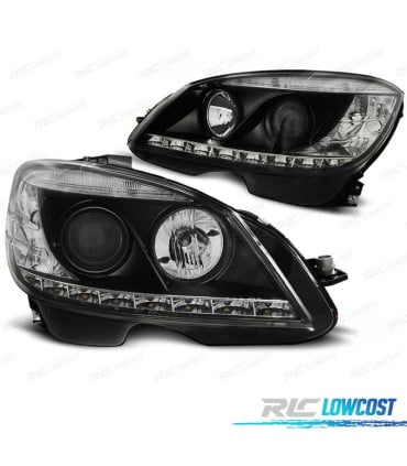 FAROS MERCEDES CLASE C W204 07-11 LUZ DIURNA FONDO NEGRO