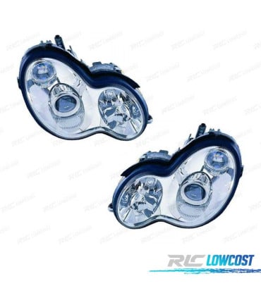 FAROS XENON PARA MERCEDES CLASE C W203 00-07 FONDO CROMO