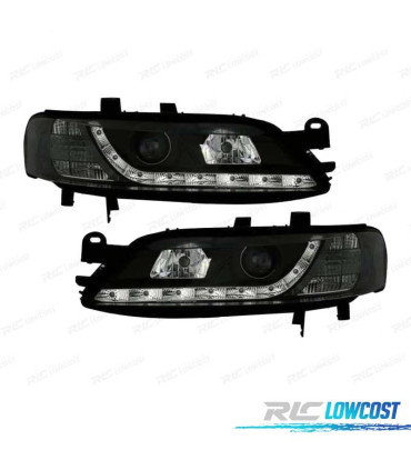 FAROS PARA OPEL VECTRA B 96-98 LUZ DIURNA LED FONDO NEGRO