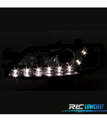 FAROS PARA OPEL VECTRA B 96-98 LUZ DIURNA LED FONDO NEGRO