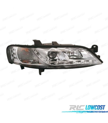 FAROS OPEL VECTRA B 99-02 LUZ DIURNA LED FONDO CROMO