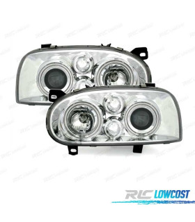 FAROS VOLKSWAGEN VW GOLF MK3 91-97 OJOS ANGEL LOOK MK4 FONDO CROMO