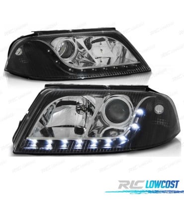FAROS VOLKSWAGEN VW PASSAT 3BG 00-05 LUZ DIURNA FONDO NEGRO CROMO