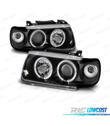 FAROS VOLKSWAGEN VW POLO 6N 94-99 OJOS ANGEL FONDO NEGRO MAN.