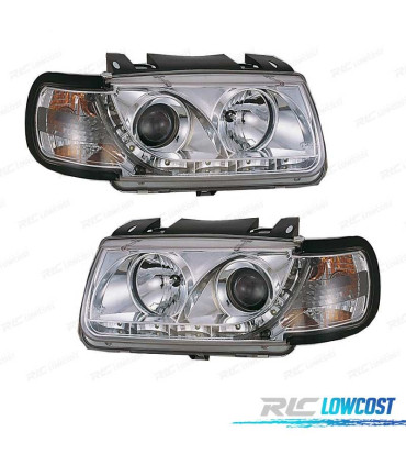 FAROS VOLKSWAGEN VW POLO 6N 94-99 LUZ DIURNA FONDO CROMO