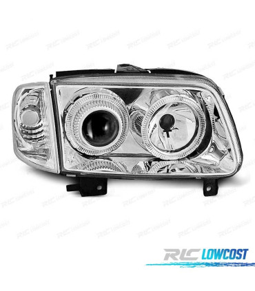 FAROS VOLKSWAGEN VW POLO 6N2 99-01 OJOS ANGEL FONDO CROMO