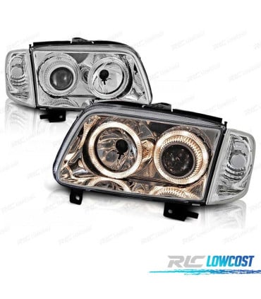FAROS VOLKSWAGEN VW POLO 6N2 99-01 OJOS ANGEL FONDO CROMO