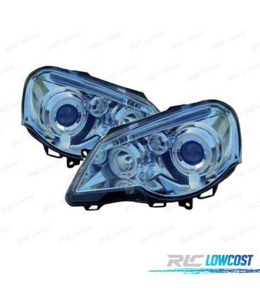 FAROS VOLKSWAGEN VW POLO 9N3 05-09 OJOS ANGEL FONDO CROMO